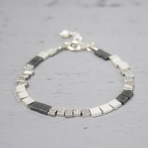 Bracelet silver with squares 