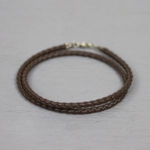Collier leather braided brown