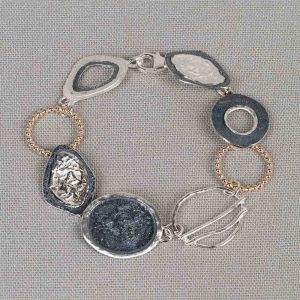 Armband zilver oxy + wit + Goldfilled