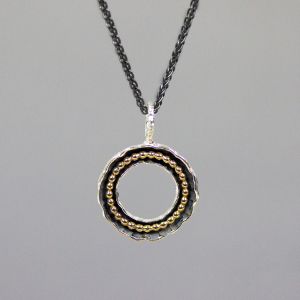 Pendant 925 sterling silver round with gold filled
