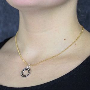 Pendant 925 sterling silver round with gold filled