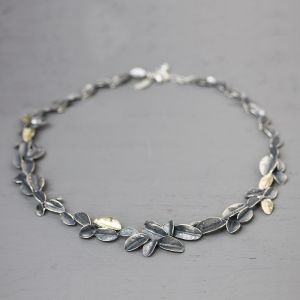 Collier silver oxy and gold-plated flowerpetals
