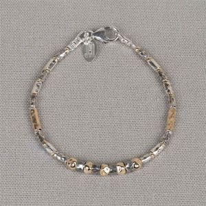 Armband buisjes zilver oxy + Goldfilled