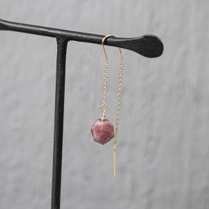 ½ Pair dangles gold plated + Pink Tourmaline (1 earring) 