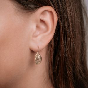 Earrings 3D organic round 14 carat gold