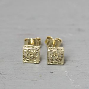 Earstuds 14 carat gold square 3D