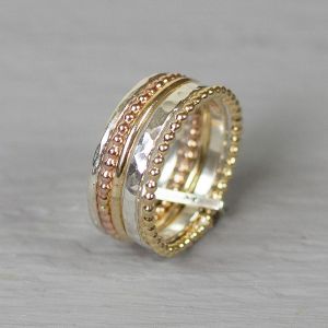 Ring love three colors Goldfilled + rose