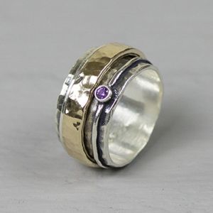 Ring silver, goldfilled and Amethyst