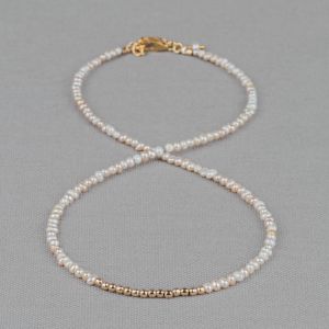 Collier with Goldfilled + pearl offwhite pink 