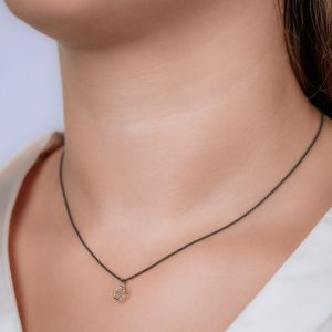 3D GOLD | Collier zilver oxy + 3D hanger G14K hexagon