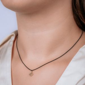 3D GOLD | Collier zilver oxy + 3D hanger G14K vierkant