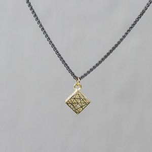 3D GOLD | Collier silver oxy + 3D pendant G14K square