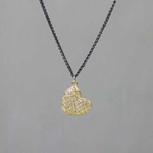 Collier zilver oxy + hanger G14K hart klein