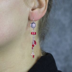Earring silver oxy + Bamboo Coral