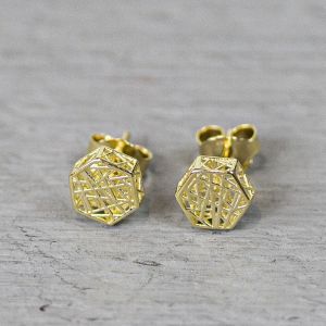 3D GOLD | Oorsteker 3D Hexagon G14K