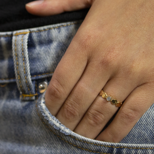 Ring Goldfilled bubbles + maansteen