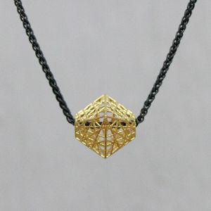 3D GOLD | Collier silver oxy with pendant G14k bipiramide 3D