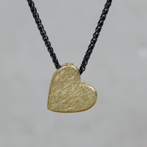 3D GOLD | Collier zilv. oxy + hart 3D twee kanten