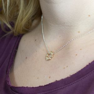 Collier zilver met Goldfilled bubbles bloem