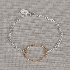 Armband zilver met Goldfilled ovaal