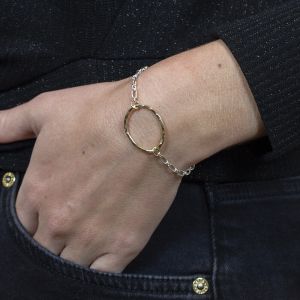 Armband zilver met Goldfilled ovaal