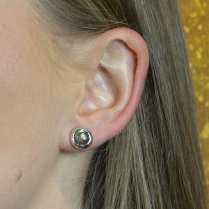 Oorsteker zilver oxy shiny + Labradoriet