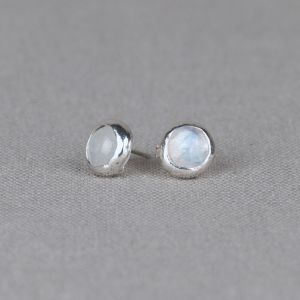 Oorsteker zilver oxy shiny + Maansteen