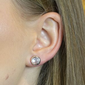 Oorsteker zilver oxy shiny + Maansteen