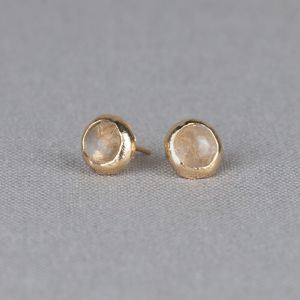 Oorsteker zilver verguld + Rutielkwarts