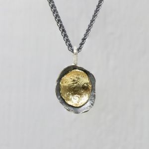 Pendant oval silver oxy + gold plated