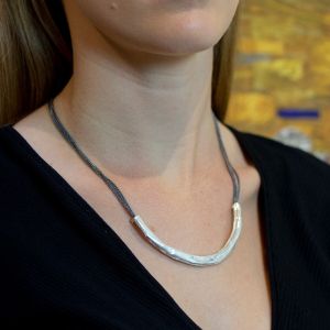 Collier 3-rijig met zilveren glimlach