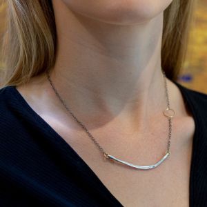 Collier oxy argent avec sourire doré