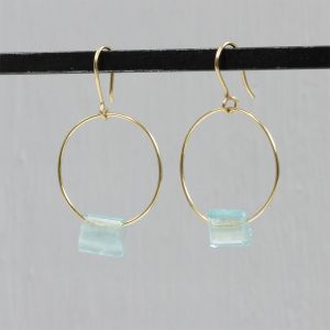 Earring round Goldfilled Roman Glass