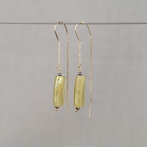 Pull-through earring silver gold plated + Pyrite + Roman Glass-OG