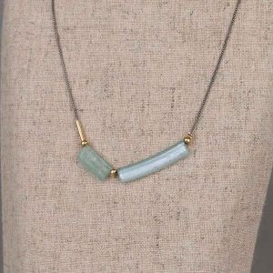 Collier zilver oxy + Goldfilled Roman Glass