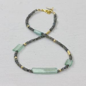 Necklace Goldfilled + Labradorite + Roman Glass