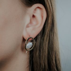 Oorbel open zilver verguld