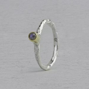 Ring silver + 9 carat + beetle Labradorite