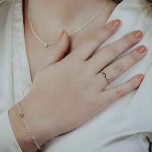 Bracelet silver + bunch 9 carat