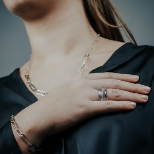 Ring zilver + Goldfilled + Black Zirkonia