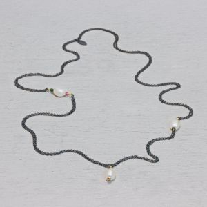 Halskette Silber Oxy 80 cm + Perle und Turmalin