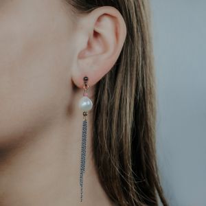 Oorbellen zilver oxy Parel en Tourmalijn