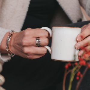 Ring zilver + 9 karaat + bogen