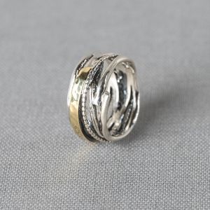 Ring Silber + 9 Karat + Schleifen