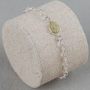 Bracelet white silver + 9 carat oval