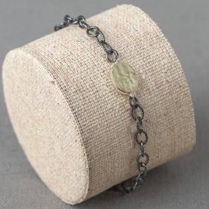Armband zilver oxy + 9 karaat ovaaltje