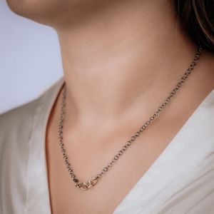 Halskette Silber Oxy + 9 Karat Ringe
