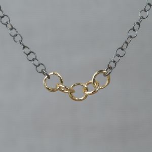 Halskette Silber Oxy + 9 Karat Ringe