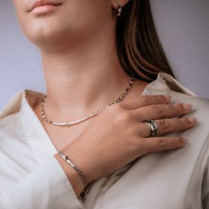 Bracelet silver + 9 carat + Labradorite facet