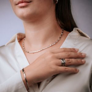 Armband zilver + 9 karaat plaatje